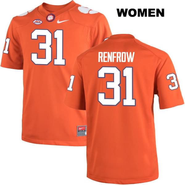 Women's Clemson Tigers #31 Cole Renfrow Stitched Orange Authentic Nike NCAA College Football Jersey CLO8646XA